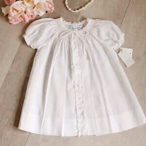 Heirloom Smocked White Day Gown Dress Honeycomb Newborn Feltman Brothers NEW